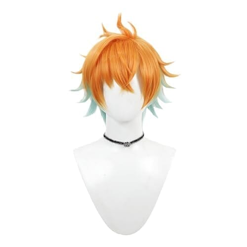 ボズとガルヤ 宇佐美リト Usami Rito ヒーロー 男ウィッグ メンズ かつら 短髪 ボブショート フルウィッグ 男性用 オレンジ グラデーション コスプレ 仮装 ハロウィン
