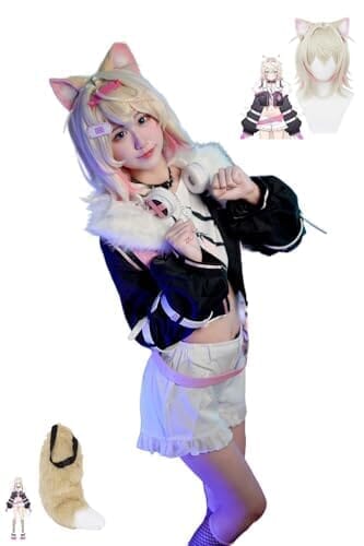 [エゴシー] 出品 実物撮影 Hololive Vtuber EN Fuwawa Mococo Abyssgard Cos コスプレ オーダーメイド製作可能 (衣装+ウィッグ +靴 +尻尾)