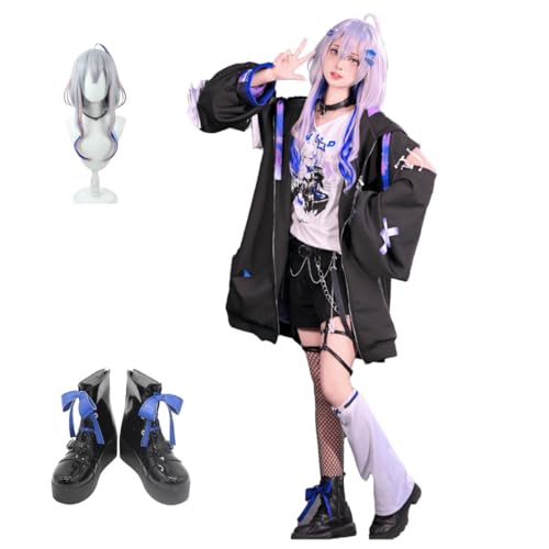 [GONGXIFCHL] YouTuber vtuber Hololive 天音 かなた コスプレ衣装 髪飾り付き【ウィッグ、靴、翼追加可能】 コスチューム コスプレ ハロウィン コスプレ仮装 コスチューム 年会 学園祭 文化祭 (衣装+ウイッグ+靴,M) [並行輸入品]